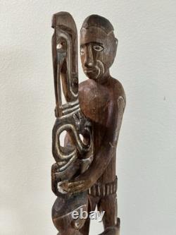 RARE 39 Papua New Guinea Asmat Tribe Wood Carved Bis Pole Sculpture Statue
