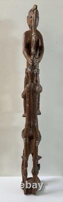 RARE 39 Papua New Guinea Asmat Tribe Wood Carved Bis Pole Sculpture Statue