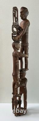 RARE 39 Papua New Guinea Asmat Tribe Wood Carved Bis Pole Sculpture Statue