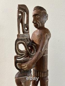 RARE 39 Papua New Guinea Asmat Tribe Wood Carved Bis Pole Sculpture Statue
