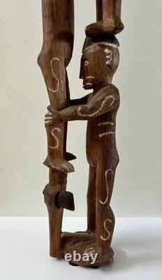 RARE 39 Papua New Guinea Asmat Tribe Wood Carved Bis Pole Sculpture Statue