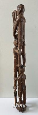RARE 39 Papua New Guinea Asmat Tribe Wood Carved Bis Pole Sculpture Statue