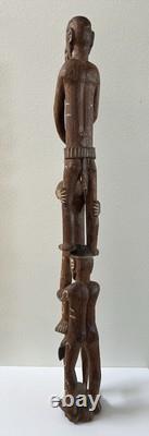 RARE 39 Papua New Guinea Asmat Tribe Wood Carved Bis Pole Sculpture Statue