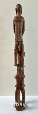 RARE 39 Papua New Guinea Asmat Tribe Wood Carved Bis Pole Sculpture Statue