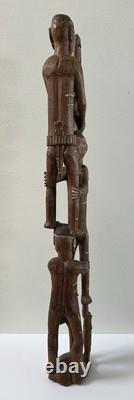 RARE 39 Papua New Guinea Asmat Tribe Wood Carved Bis Pole Sculpture Statue