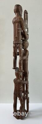 RARE 39 Papua New Guinea Asmat Tribe Wood Carved Bis Pole Sculpture Statue