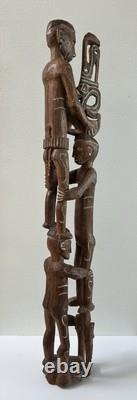 RARE 39 Papua New Guinea Asmat Tribe Wood Carved Bis Pole Sculpture Statue