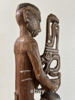RARE 39 Papua New Guinea Asmat Tribe Wood Carved Bis Pole Sculpture Statue