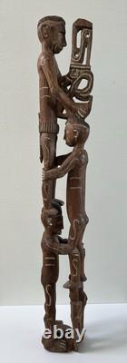 RARE 39 Papua New Guinea Asmat Tribe Wood Carved Bis Pole Sculpture Statue