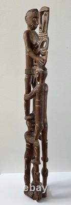 RARE 39 Papua New Guinea Asmat Tribe Wood Carved Bis Pole Sculpture Statue