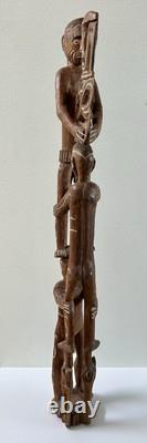 RARE 39 Papua New Guinea Asmat Tribe Wood Carved Bis Pole Sculpture Statue