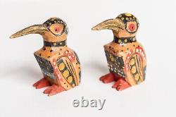RARE East Sepik River, PAPUA NEW GUINEA, hand carved wood DWARF KINGFISHER BIRDS
