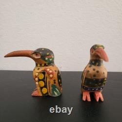 RARE East Sepik River, PAPUA NEW GUINEA, hand carved wood DWARF KINGFISHER BIRDS