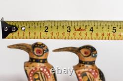 RARE East Sepik River, PAPUA NEW GUINEA, hand carved wood DWARF KINGFISHER BIRDS