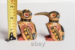 RARE East Sepik River, PAPUA NEW GUINEA, hand carved wood DWARF KINGFISHER BIRDS