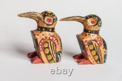 RARE East Sepik River, PAPUA NEW GUINEA, hand carved wood DWARF KINGFISHER BIRDS