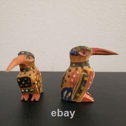 RARE East Sepik River, PAPUA NEW GUINEA, hand carved wood DWARF KINGFISHER BIRDS