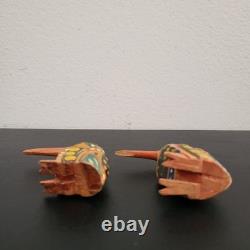 RARE East Sepik River, PAPUA NEW GUINEA, hand carved wood DWARF KINGFISHER BIRDS