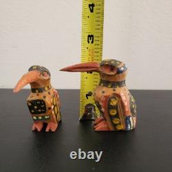 RARE East Sepik River, PAPUA NEW GUINEA, hand carved wood DWARF KINGFISHER BIRDS