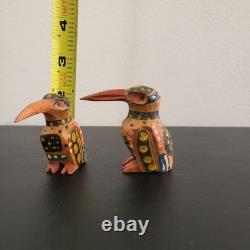 RARE East Sepik River, PAPUA NEW GUINEA, hand carved wood DWARF KINGFISHER BIRDS