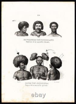 Rare Antique Print-PAPUA NEW GUINEA-NEW IRELAND-NATIVES-Schinz-Honegger-1836
