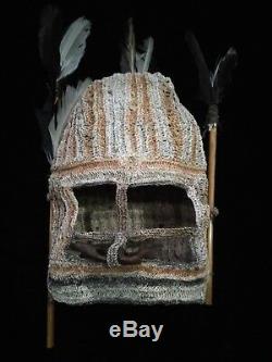 Rare Jipea Tribal Asmat Mask Papua New Guinea Head Hunter Irian Jaya Art