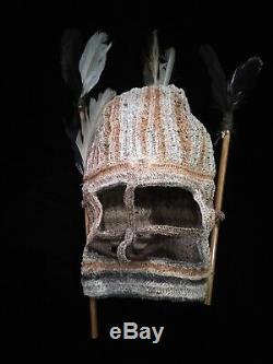 Rare Jipea Tribal Asmat Mask Papua New Guinea Head Hunter Irian Jaya Art