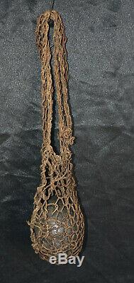 Rare Old Archaic Ceremonial Stone In Original Bilum Bag Papua New Guinea Tribal