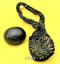 Rare Old Archaic Ceremonial Stone In Original Bilum Bag Papua New Guinea Tribal