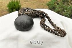 Rare Old Archaic Ceremonial Stone In Original Bilum Bag Papua New Guinea Tribal