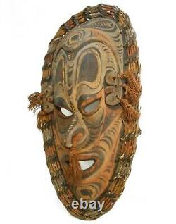 Rare Papua New Guinea Sepik River Vint Lg Hand Pntd Wood/rattan/hemp Tribal Mask