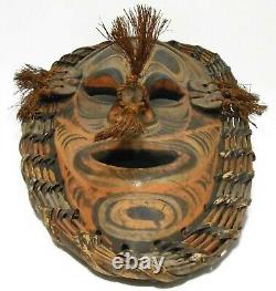 Rare Papua New Guinea Sepik River Vint Lg Hand Pntd Wood/rattan/hemp Tribal Mask