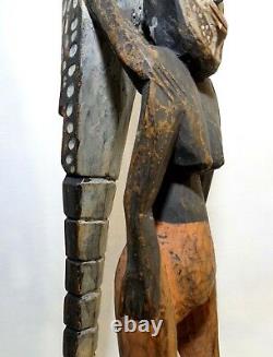 Rare Papua New Guinea Vint Iatmul Kambot Female Ancestor & Seabird Wood Carving