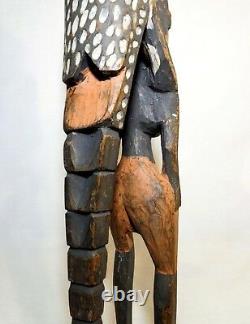 Rare Papua New Guinea Vint Iatmul Kambot Female Ancestor & Seabird Wood Carving