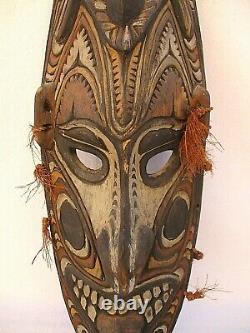 Rare Vintage Primitive Papua New Guinea Tribal Mask Man & Bird Very Large 31