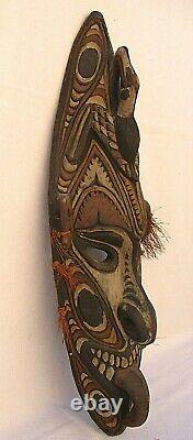 Rare Vintage Primitive Papua New Guinea Tribal Mask Man & Bird Very Large 31