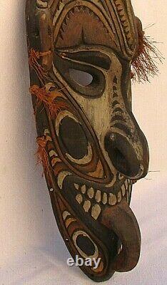 Rare Vintage Primitive Papua New Guinea Tribal Mask Man & Bird Very Large 31