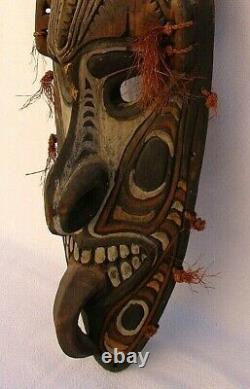 Rare Vintage Primitive Papua New Guinea Tribal Mask Man & Bird Very Large 31