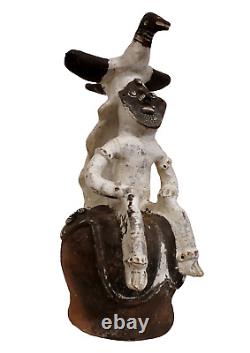 SEPIK River Clay Roof Pot Finial Man Bird Polychrome Pottery Papua New Guinea