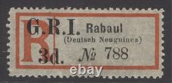 SG 33 New Guinea 1915. 3d Rabaul, Deutsch, New Guinea registration label