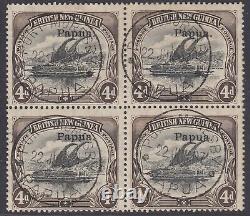 SG 42 Papua (British New Guinea) 1906. 4d black & sepia block of 4. Very fine