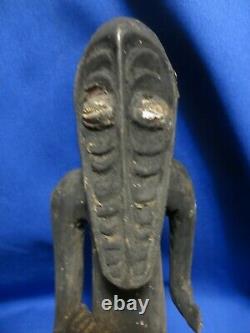 Sepik River Papua New Guinea Carved Black Ancestor Figure 15 Inch