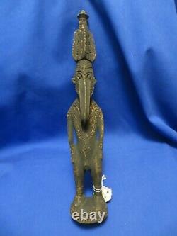 Sepik River Papua New Guinea Carved Black Beaked Bird Spirit Figure 15 Inch