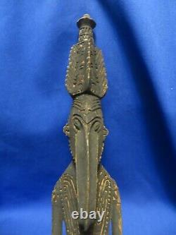 Sepik River Papua New Guinea Carved Black Beaked Bird Spirit Figure 15 Inch