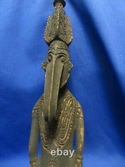 Sepik River Papua New Guinea Carved Black Beaked Bird Spirit Figure 15 Inch