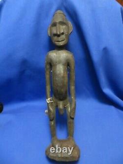 Sepik River Papua New Guinea Carved Black Male Ancestor Figure Large 17 Inch