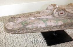 Sepik River Papua New Guinea Carved Canoe Prow, 13 inch on metal stand