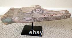 Sepik River Papua New Guinea Carved Canoe Prow, 13 inch on metal stand