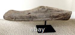 Sepik River Papua New Guinea Carved Canoe Prow, 15 inch on metal stand