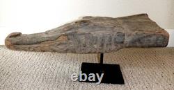 Sepik River Papua New Guinea Carved Canoe Prow, 16 inch on metal stand